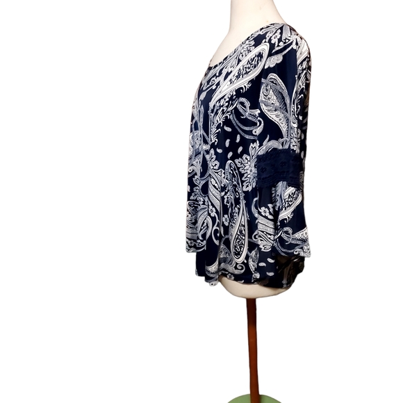 Cato 2xl Top Blouse Long Sleeve Bell Floral Western White Crochet Lightw… - Picture 4 of 5